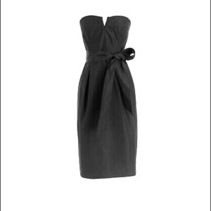 J. Crew Black Tie Waist Strapless Dress in Faille